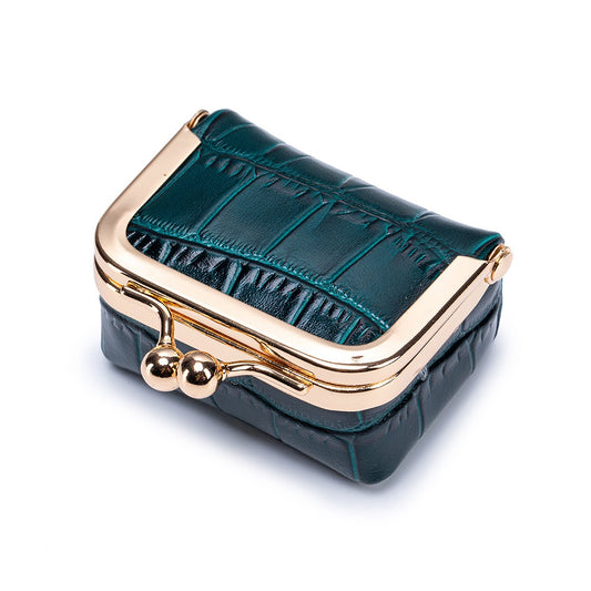 Vintage Kiss-Lock Jewelry & Accessory Case | Genuine Crocodile-Embossed Leather Travel Organizer