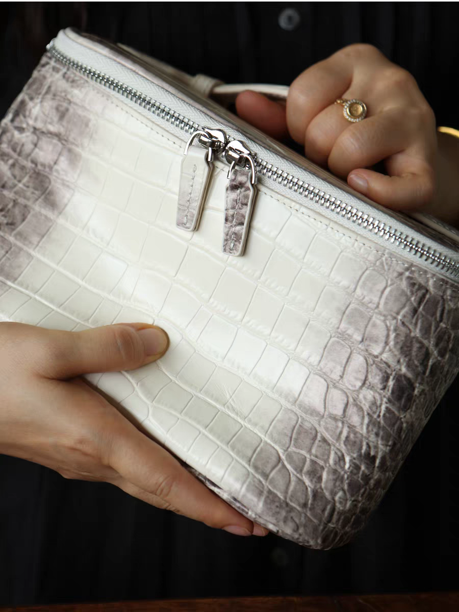 The Himalayan Grand Vanity Case | Premium Gradient Croco-Embossed Leather Toiletry & Beauty Organizer with Top Handle